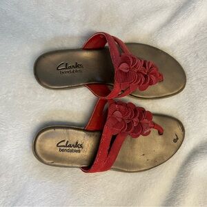Clarks Red Floral Sandals